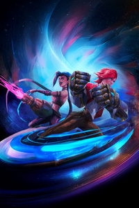 Vi And Jinx Arcane (640x1136) Resolution Wallpaper