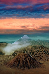 Volcano Landscape Clouds Scenic 8k (480x800) Resolution Wallpaper
