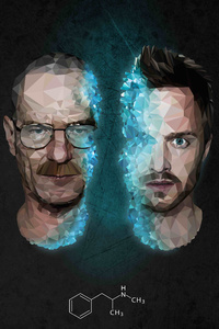 Walter White And Jesse Pinkman Breaking Bad 4k Low Poly (1440x2560) Resolution Wallpaper