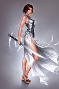 Warrior Girl Fantasy Art 4k (1440x2560) Resolution Wallpaper