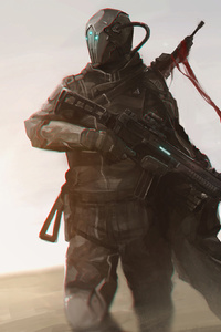 Warrior With Rifle Desert