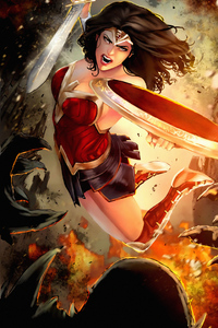 Warrior Wonder Woman Art 4k (640x960) Resolution Wallpaper