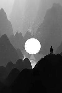 Watching The Moon (480x800) Resolution Wallpaper