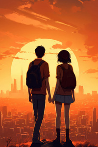 1440x2960 Watching The Sunset Together
