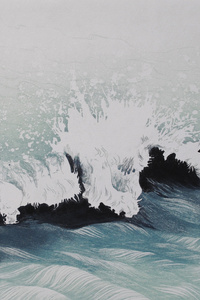 Waves On The Beach Artistic 4k (320x568) Resolution Wallpaper