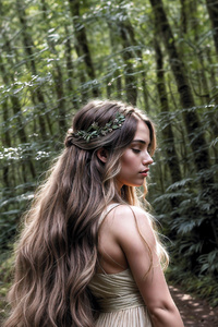 Wavy Haired Beauty In The Forest (240x320) Resolution Wallpaper