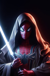 What If Spider Man Became A Jedi (800x1280) Resolution Wallpaper