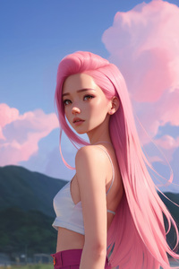 Whispers Of Wind Dashing Pink Haired Anime Girl Looking Back (240x400) Resolution Wallpaper