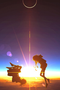Whispers Of Wind Free Fall Anime Girl (480x854) Resolution Wallpaper