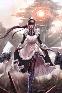 White Dress Anime Girl 4k (1125x2436) Resolution Wallpaper