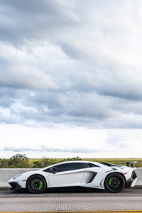 White Lamborghini Aventador Sv (1440x2960) Resolution Wallpaper