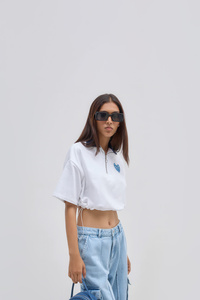 White Top Girl Looking At Viewer (2160x3840) Resolution Wallpaper