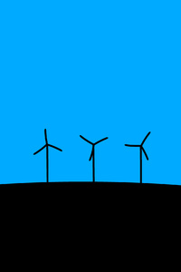 Wind Turbines Blue Minimal Art 4k (1125x2436) Resolution Wallpaper