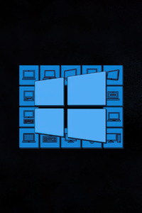 320x480 Windows 10 Dark Logo 5k