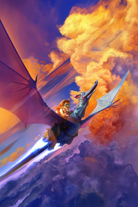 Wings Of Wonder A Girl And Her Dragon (1080x2280) Resolution Wallpaper