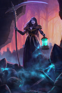 Witch With Lantern (640x960) Resolution Wallpaper