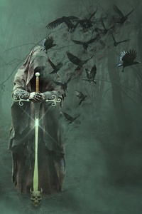 Wizard Of Death In A Dark Forest (480x854) Resolution Wallpaper