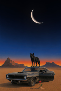 Wolf Standing On Car (1280x2120) Resolution Wallpaper