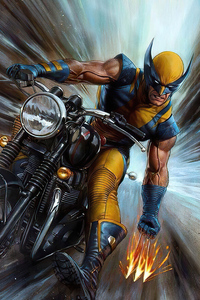 Wolverine On Bike (640x1136) Resolution Wallpaper