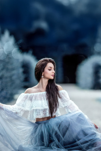 Woman On Stone Path (640x1136) Resolution Wallpaper