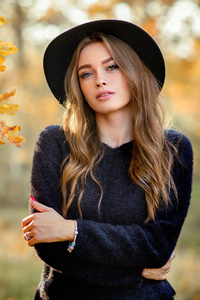Women Outdoors Wearing Black Hat (1080x2280) Resolution Wallpaper