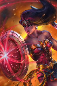 Wonder Woman About To Ready (320x568) Resolution Wallpaper