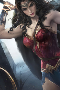 Wonder Woman Amazing Artwork (1280x2120) Resolution Wallpaper