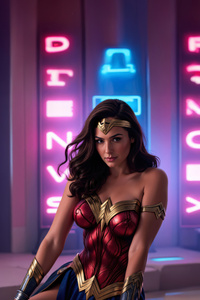 Wonder Woman Amazon Goddess Neon Lights (1125x2436) Resolution Wallpaper