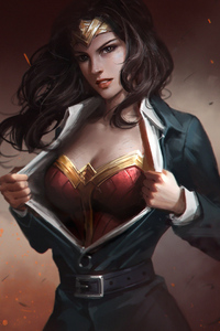 Wonder Woman Angry Art (240x320) Resolution Wallpaper