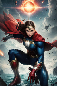 Wonder Woman As Captain America 4k (640x1136) Resolution Wallpaper