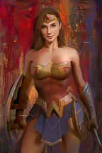 Wonder Woman Brush Art (360x640) Resolution Wallpaper