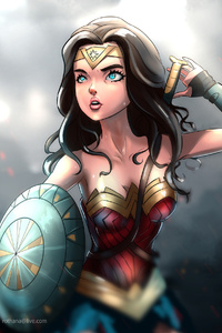 Wonder Woman Cartoon Artwork (1080x2160) Resolution Wallpaper