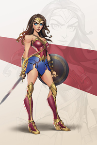 Wonder Woman Cartoon Minimal Art 5k (1080x2160) Resolution Wallpaper