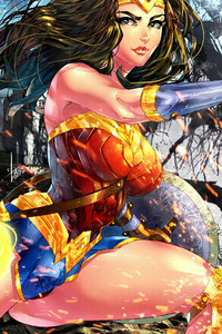 Wonder Woman Colorful Artwork (320x480) Resolution Wallpaper