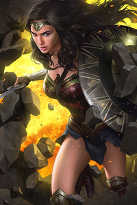 Wonder Woman Coming Artwork (320x568) Resolution Wallpaper