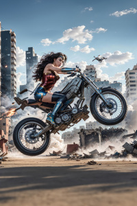 720x1280 Wonder Woman Cruising On Her Bike