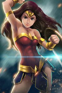 Wonder Woman Cute Girl Artwork (240x320) Resolution Wallpaper