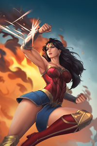 Wonder Woman Defender Of Justice (640x960) Resolution Wallpaper