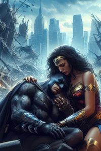 Wonder Woman Finds An Unconscious Batman (540x960) Resolution Wallpaper