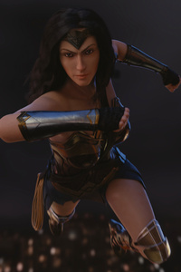 Wonder Woman Flying In The Air Art (1080x1920) Resolution Wallpaper