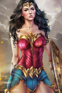 Wonder Woman Galgadot Art (320x480) Resolution Wallpaper