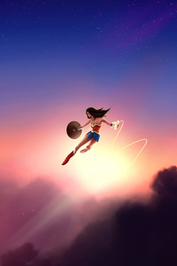 Wonder Woman In Air (1440x2560) Resolution Wallpaper