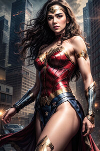 Wonder Woman In Metropolis City (320x480) Resolution Wallpaper