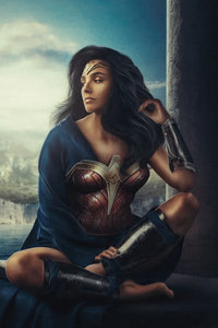 Wonder Woman In Themyscira 4k (1280x2120) Resolution Wallpaper