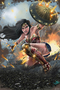 Wonder Woman In War Concept Fanart 4k (540x960) Resolution Wallpaper