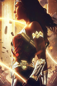 Wonder Woman Looking Away 4k (1080x2160) Resolution Wallpaper