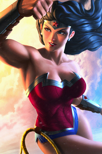 Wonder Woman Muscles (240x400) Resolution Wallpaper