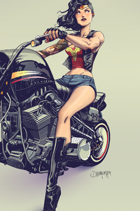 Wonder Woman On Bike 4k (640x1136) Resolution Wallpaper