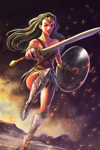 Wonder Woman Sword And Shield 4k (480x800) Resolution Wallpaper