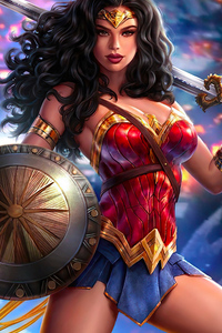Wonder Woman Synder Cut Illustration 4k (1080x1920) Resolution Wallpaper